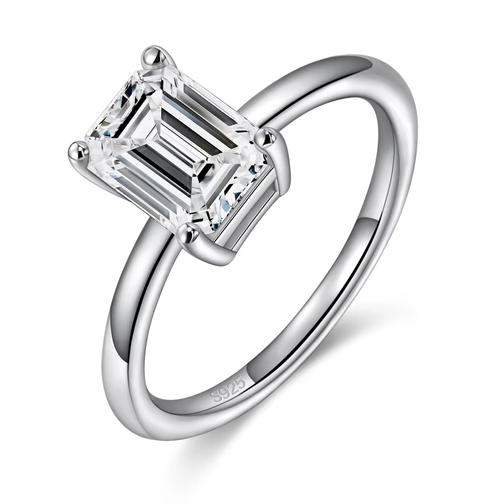 M-JAJA Moissanite Engagement Ring for Women 925 Sterling Silver 1CT/2CT Emerald Cut D VVS1 Lab Diamond Wedding Band Fine Jewelry
