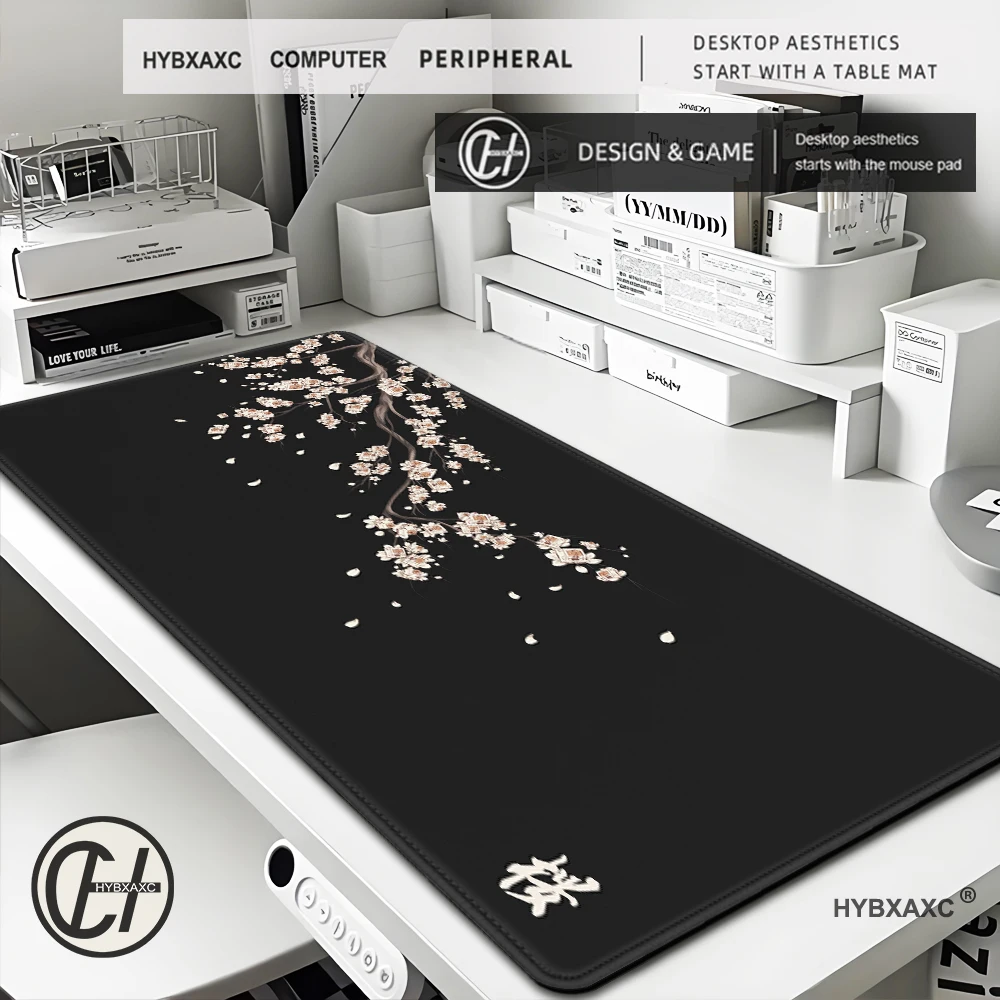 Japan Cherry Blossom Mouse Pad Gray Laptops Gaming Deskmat Sakura Mousepad Anime Office Carpet Gamer Keyboard Computer Desks