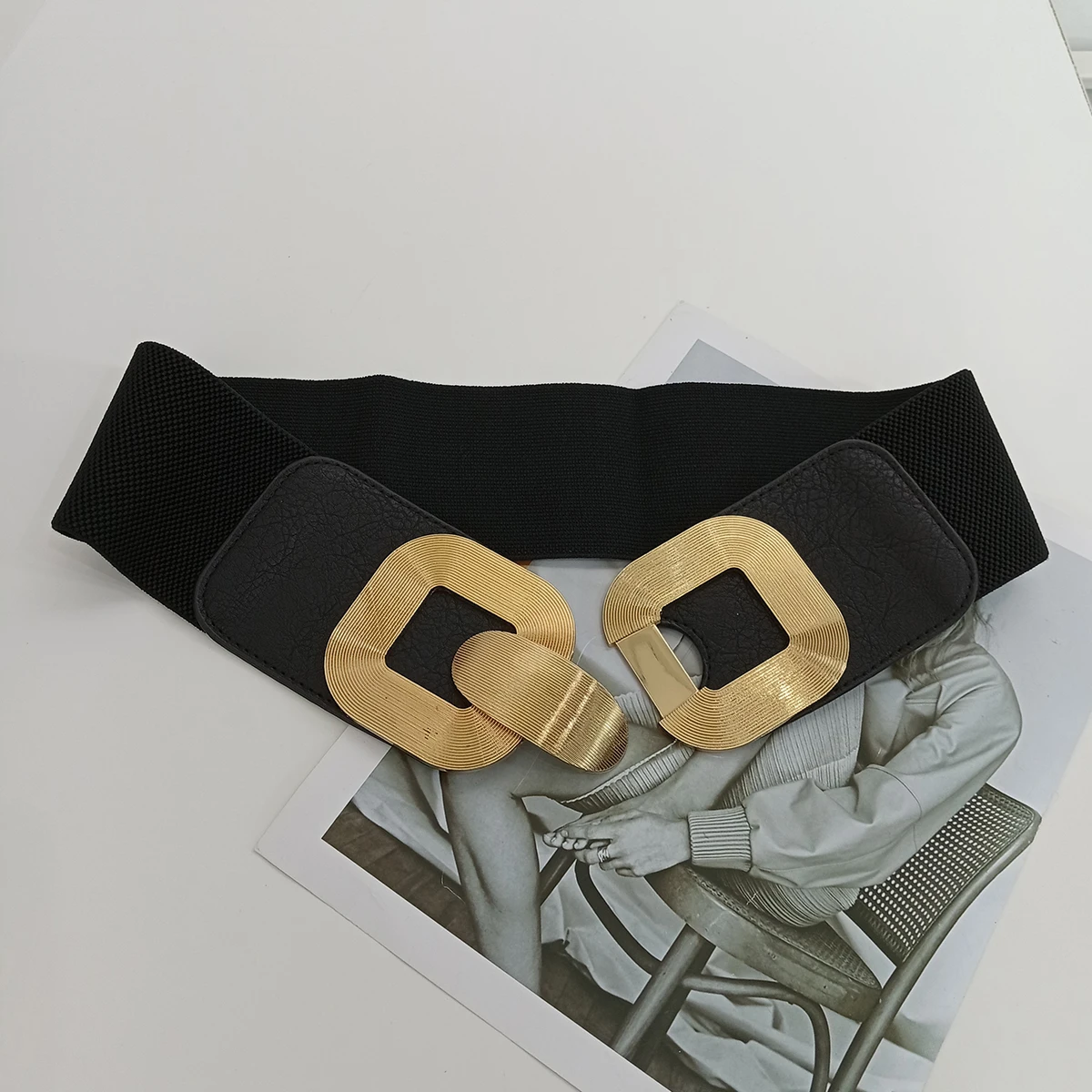 Elastic Black Corset Belt Female Waist Gold Buckle Stretch Cummerbunds Red Belts For Women High Quality Beige Waistband