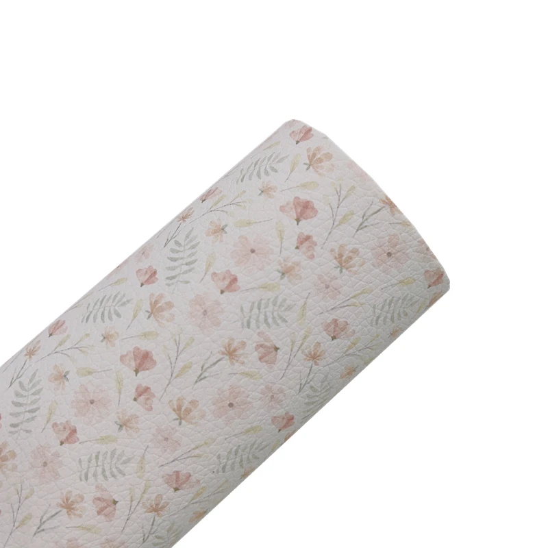New Rainbow 30x22CM/A4 Watercolor Summer Sweet Peas Daisy Wildflower Faux Leathere Sheet For DIY HairBows, Shoes, Bags, Homedeco