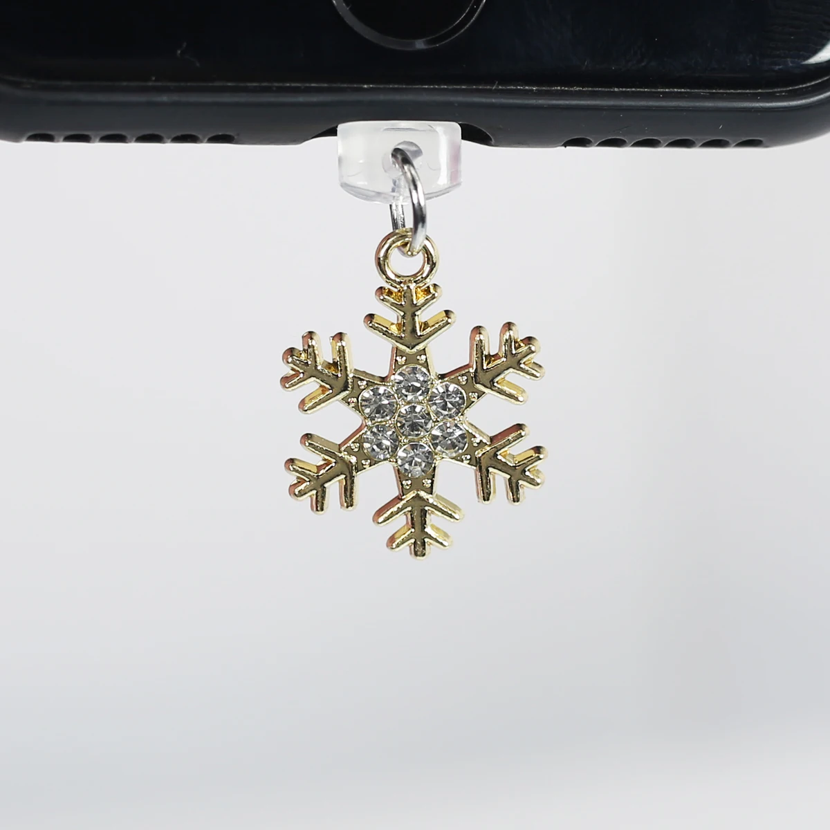 A Mobile Phone Dust Plug Christmas Diamond Studded Snowflake Couple Pendant Accessory Decoration For IPhone For Samsung Type-C
