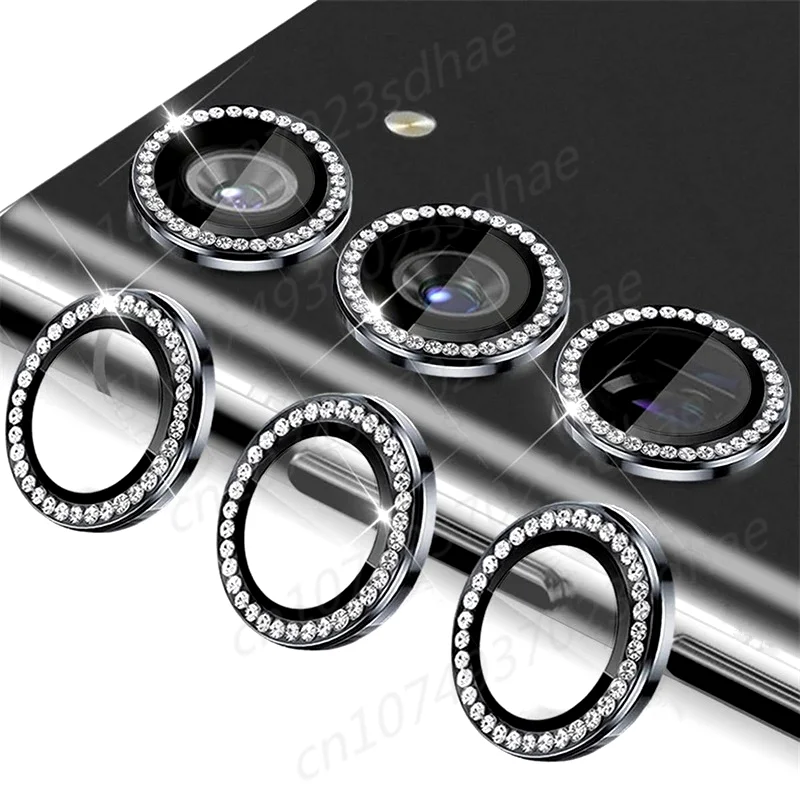 Bling 3D Diamond Metal Camera Ring Protector for Samsung Galaxy A55 A35 A54 A34 A24 5G Alloy Lens HD Tempered Glass Protect Cap