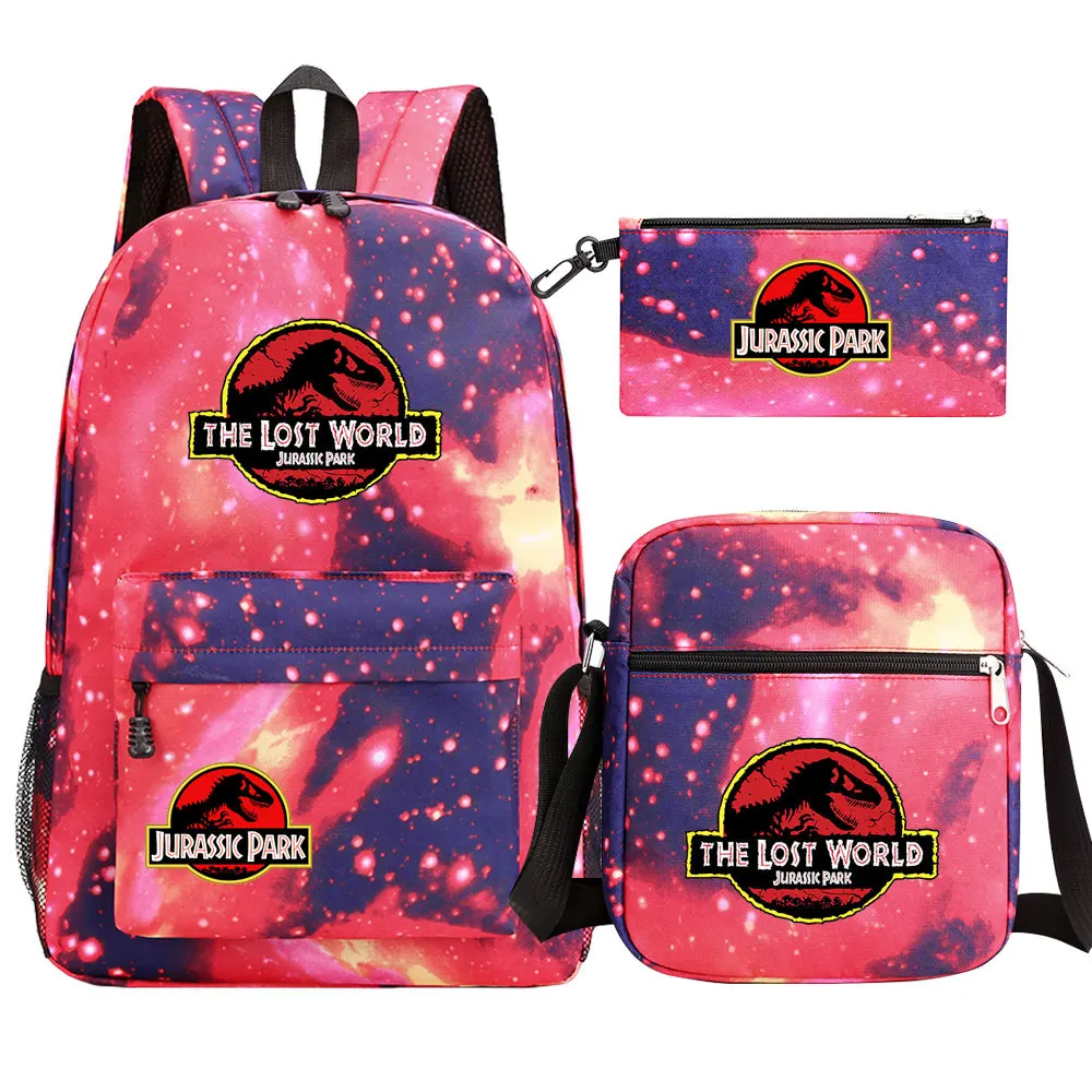 Jurassic Park World Dinosaur Girl Boy Kids Book Backpack Student School Shoulder Bag Pencil Bag 3pcs Set Teenager Rucksack