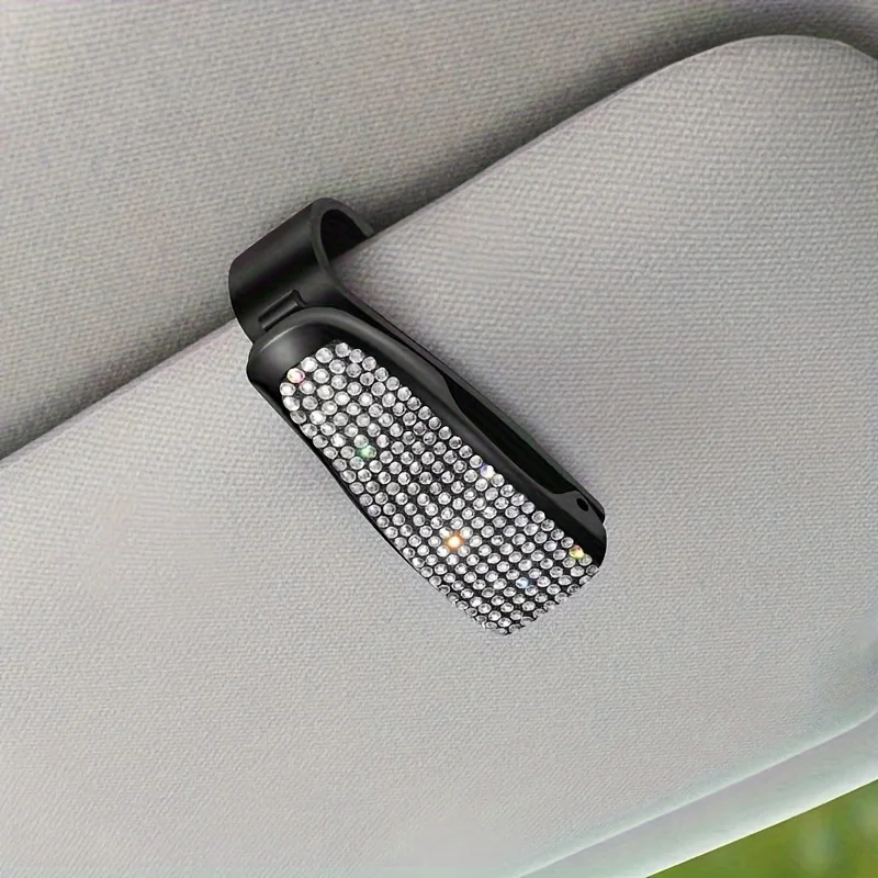 Diamond Glasses Holders Car Sun Visor Sunglasses Eyeglasses Mount With Ticket Card Clip Car Interior Accessories Glasses Holder