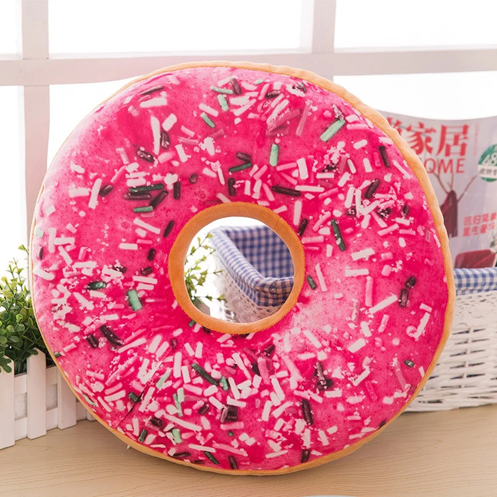 1pc Soft Plush Pillow Stuffed Seat Pad Sweet Donut Foods Cushion Cover Case Toys  cojines decorativos para sofá almofadas cojine
