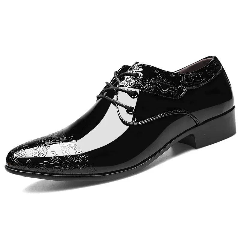 Oxford shoes for men luxury patent leather wedding shoes office slip on men work shoe New Pointed Toe derbies sapatos masculinos
