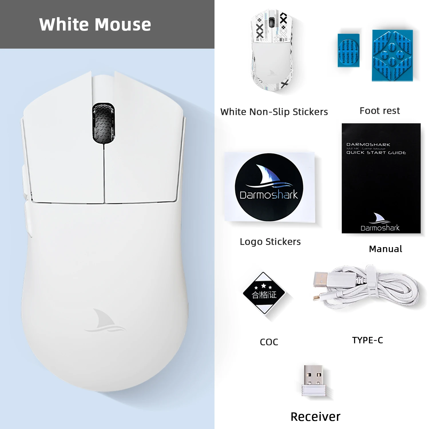 Darmoshark M3 Wireless Bluetooth Gaming Mouse 8 Keys 26000 DPI PAM3395 TTC Mice 650 IPS For Computer Laptop Gamer Free Stickers