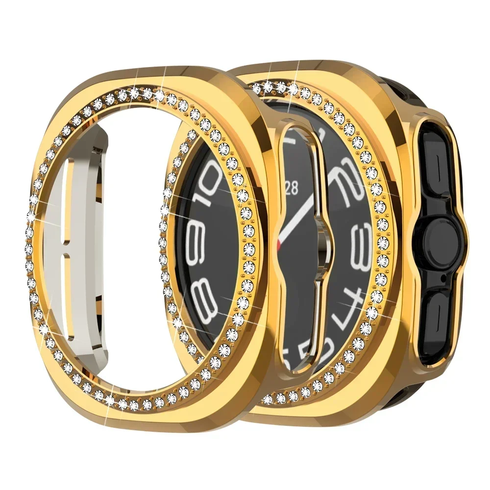 Diamond Case for Samsung Galaxy Watch 7 Ultra 47MM Protective Case PC single row encrusted shiny cover bumper