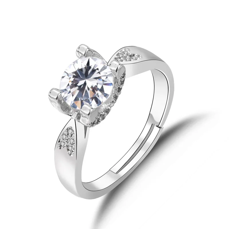 925 Sterling Silver Simple AAA+ Round Crystal Moissanite Finger Rings For Women Wedding Party Jewelry Gift 925 Real Money