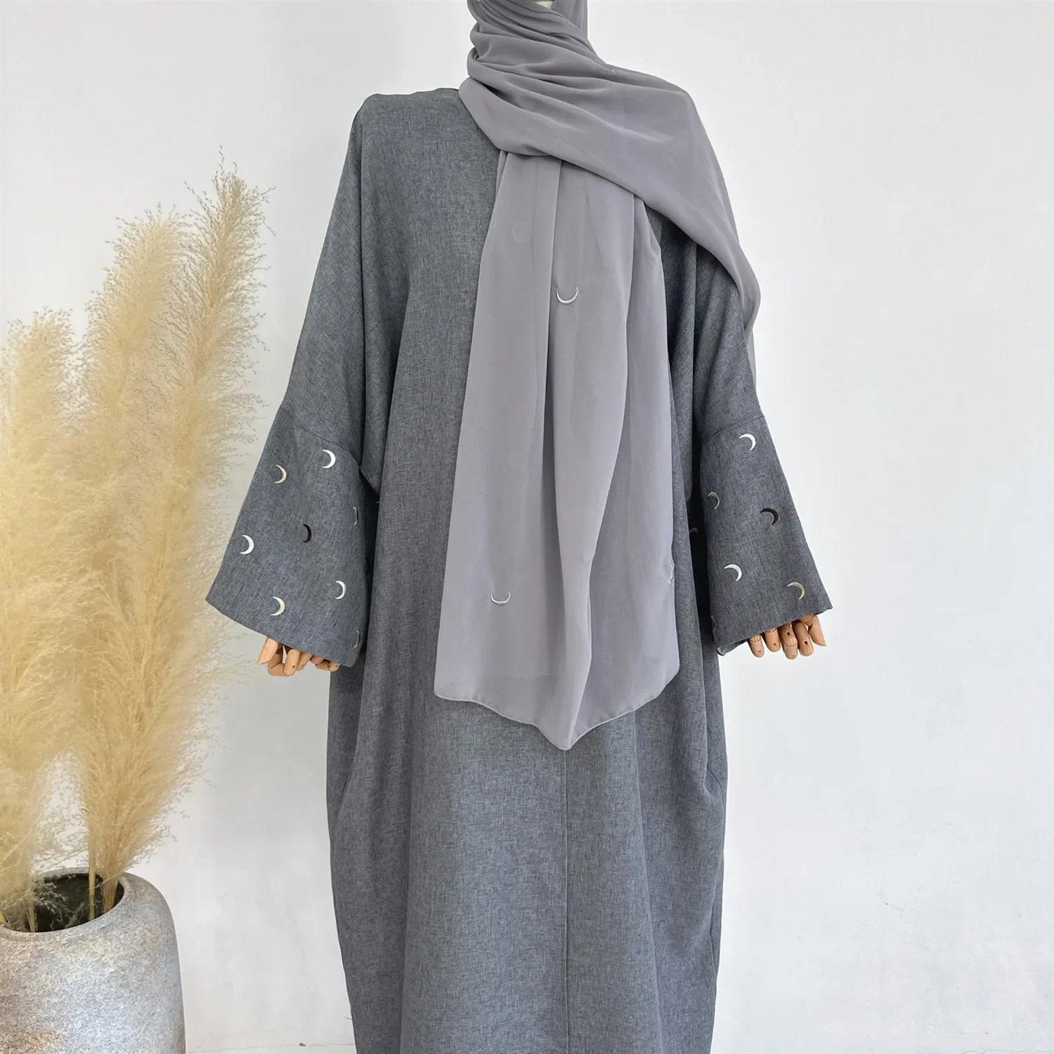 Gray with Scarf