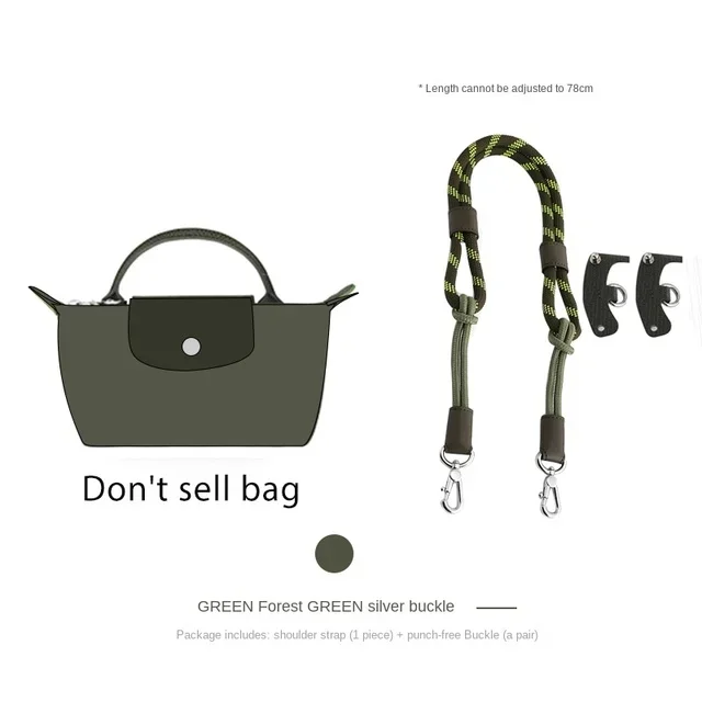 3pcs/Set Bag Rope Strap Buckle Kit For Longchamp Mini Bag Free Punching 78cm Shoulder Strap DIY Modification Upgrade Accessories
