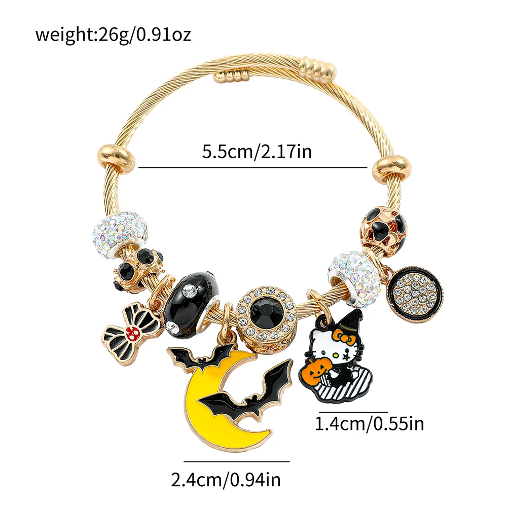 Sanrio Anime Cartoon HelloKitty Bracelet Fashion KT Cat Pendant Accessories  Moissanite Halloween Gifts Kitty Bracelet