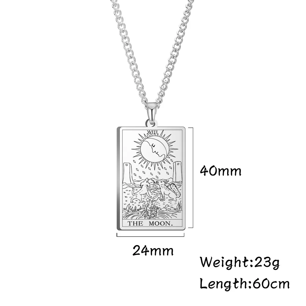 Jeshayuan Classic Tarot Cards Necklace For Women Stainless Steel Wealth Religious Amulet Necklace Birthday Party Jewelry Gifts