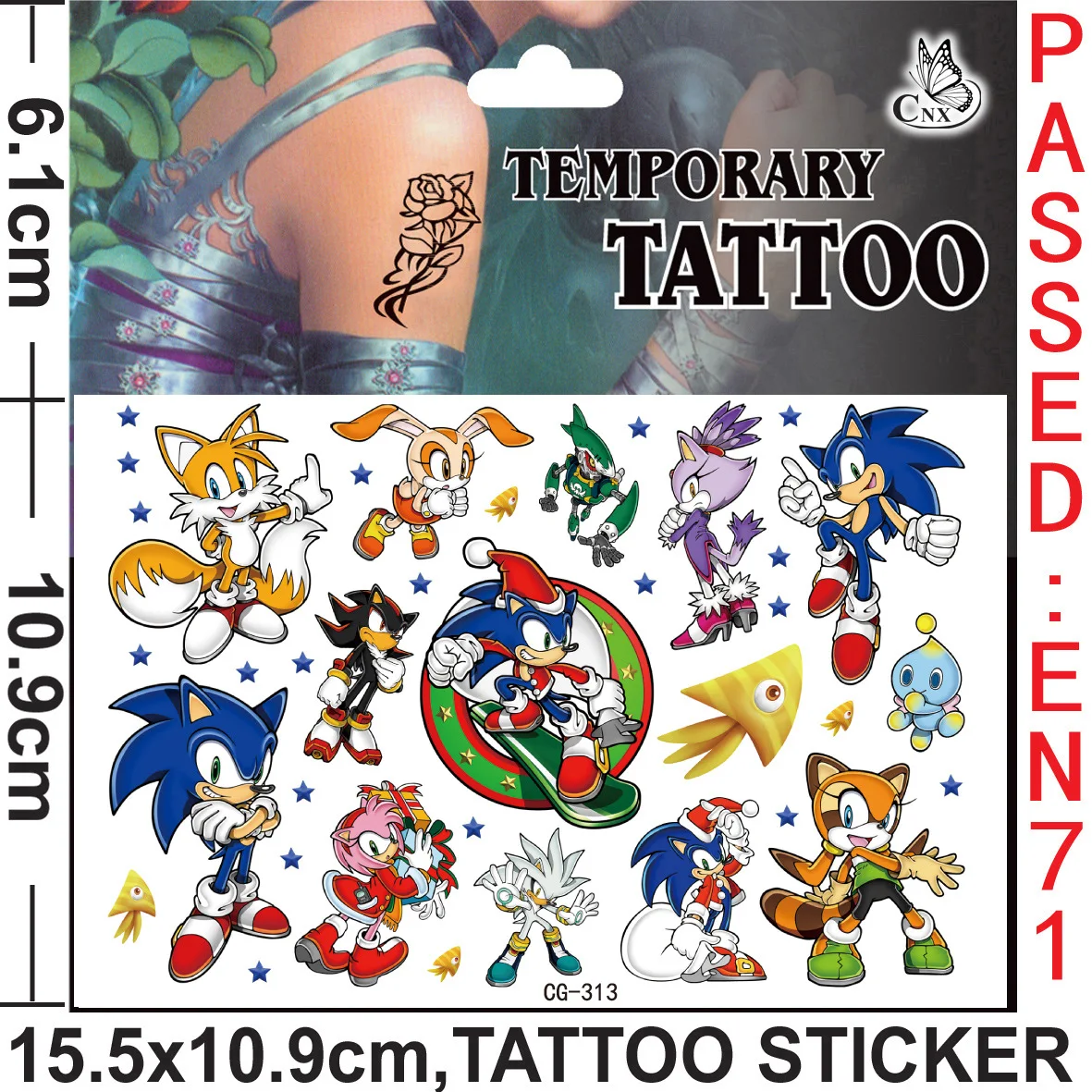 8styles Sonic Toys Tattoo Stickers Anime Hedgehog Figure Model Long-lasting Stickers Cute Cartoon Children Partys Supplies Gifts