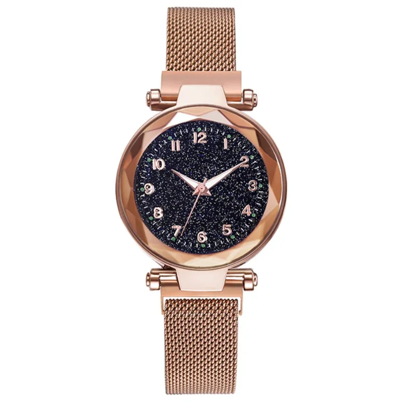 Womens Fashion Starry Sky Watches Magnet Buckle Mesh Belt Diamond Quartz Watch Clock for Women Relogio Feminino Montre Femme