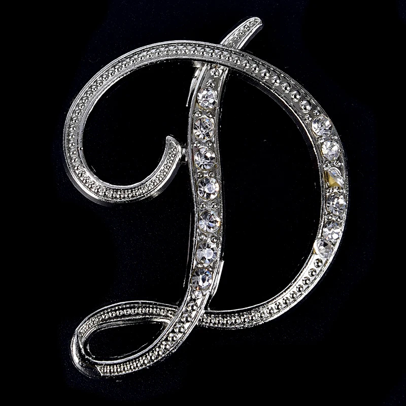 Crystal Zircon M-letter Brooch Pin For Backpack Collar Lapel Pin Brooches Women Baroque Alphabet Initial Pins Wedding Jewelry
