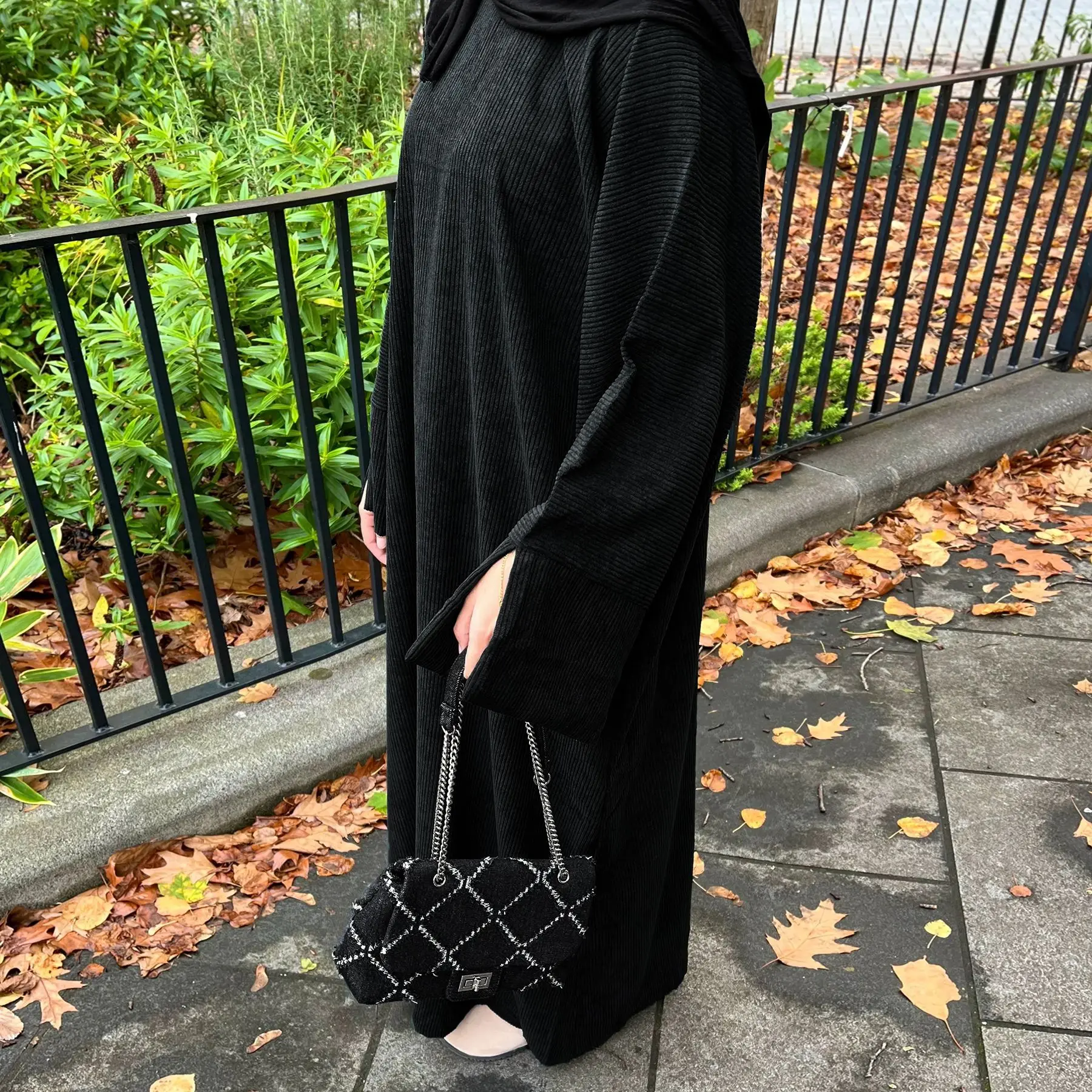 Closed Casual Abayas Corduroy Winter Abaya Eid 2024 Muslim Clothes Borkha For Muslim Women Moroccan Dresses Kaftan Caftan Femme