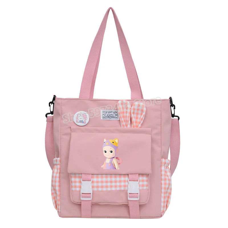 Sonny Angel Cute Crossbody Bags Girls Large Capacity Student Tote Bag Canvas Commuter Women Handbag Outdoor Leisure Ins Y2k Gift