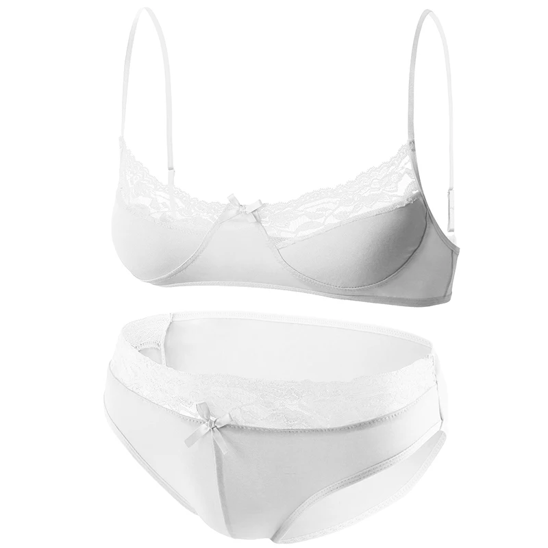 Men's Sexy Lace Bra With Briefs Underwear Set Men Harness Body  Exotic BSMD Sissy Gay Low Rise Panties Lingerie Underpanties Set