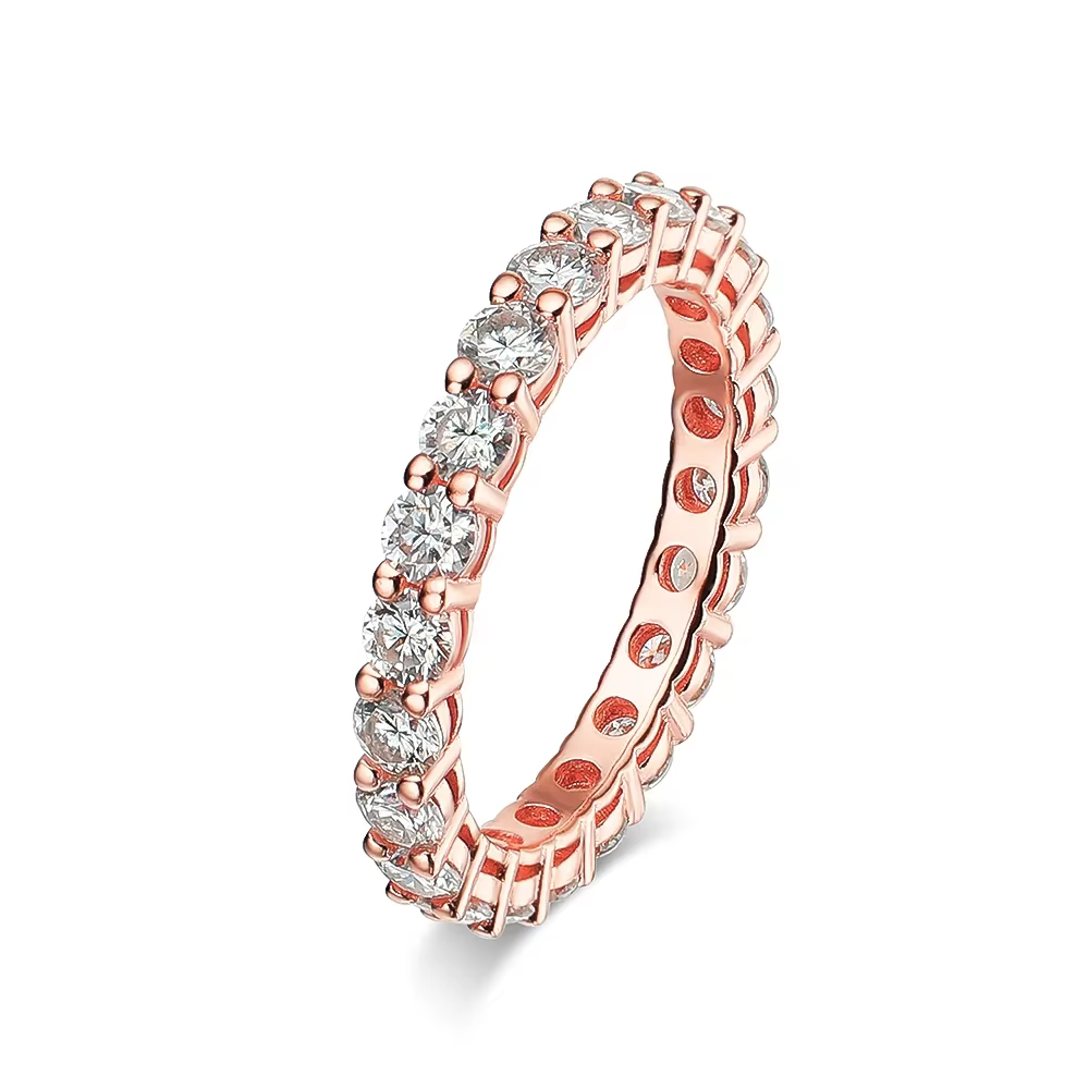 Rose Gold Moissanite Ring for Women Full Diamond Rings S925 Sterling Silver Band Engagement 18K White Gold Plated Fine Jewelry