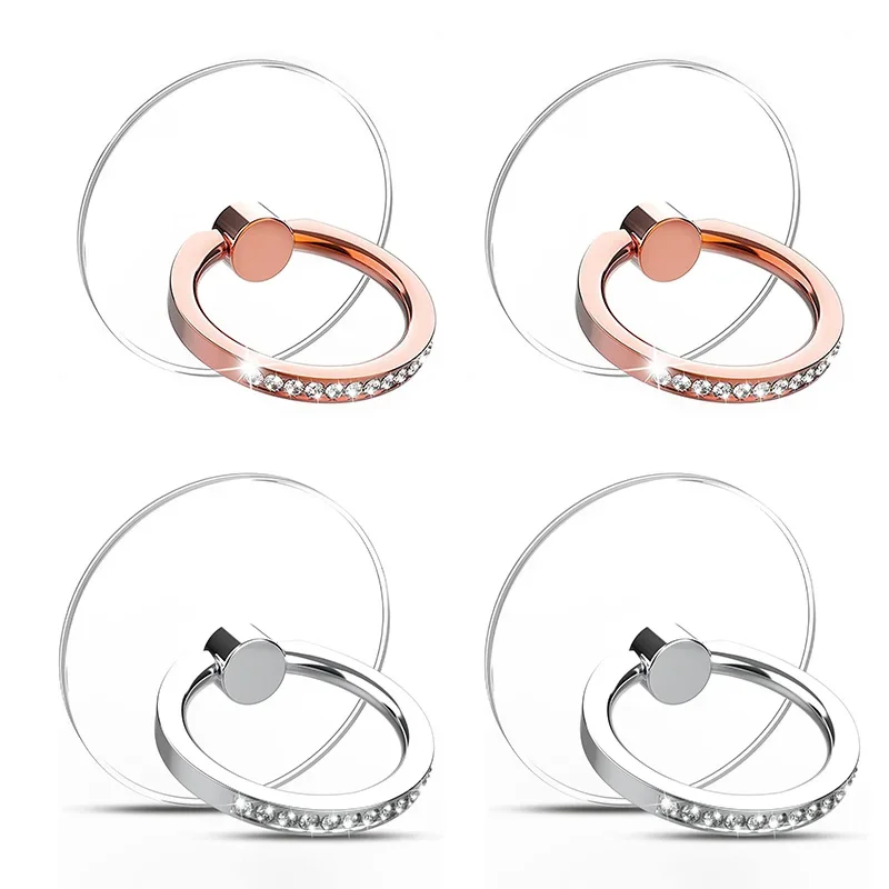 Diamond Cell Phone Ring Holder Stand Transparent Finger Grip Clear 360° Degree Rotation Kickstand Compatible iPhones