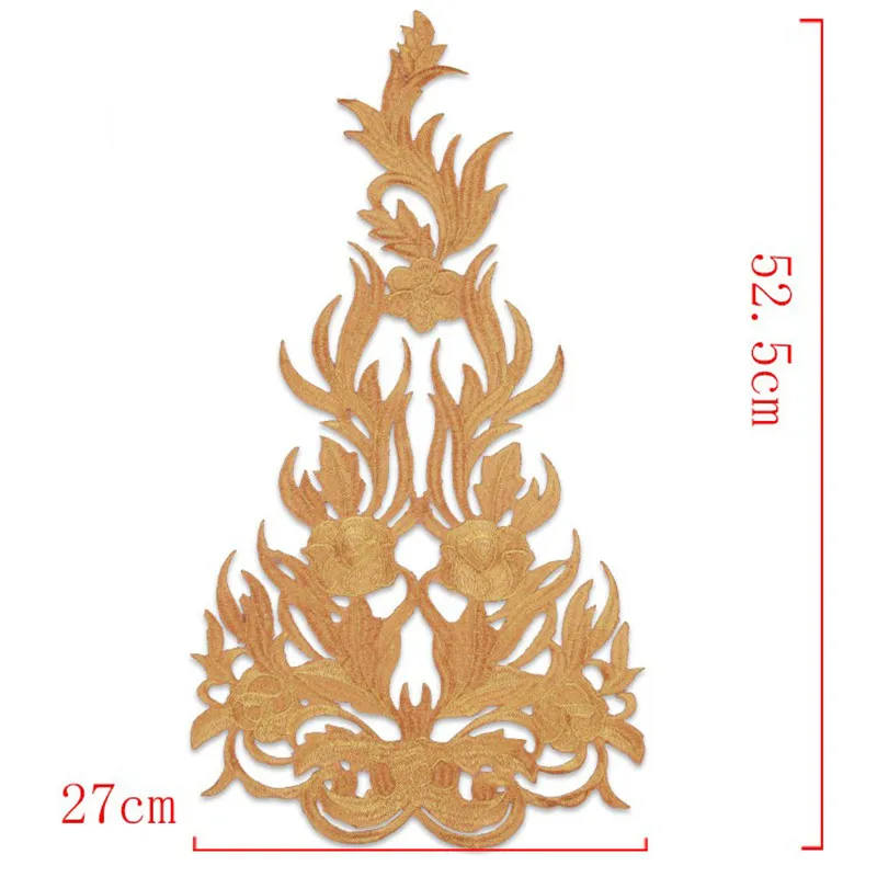 Gold Embroidery Baroque Grid Sequin Flower Applique Sew Iron Patch Wedding Gown Bridal Dress Clothes DIY Handwork Patches Crafts