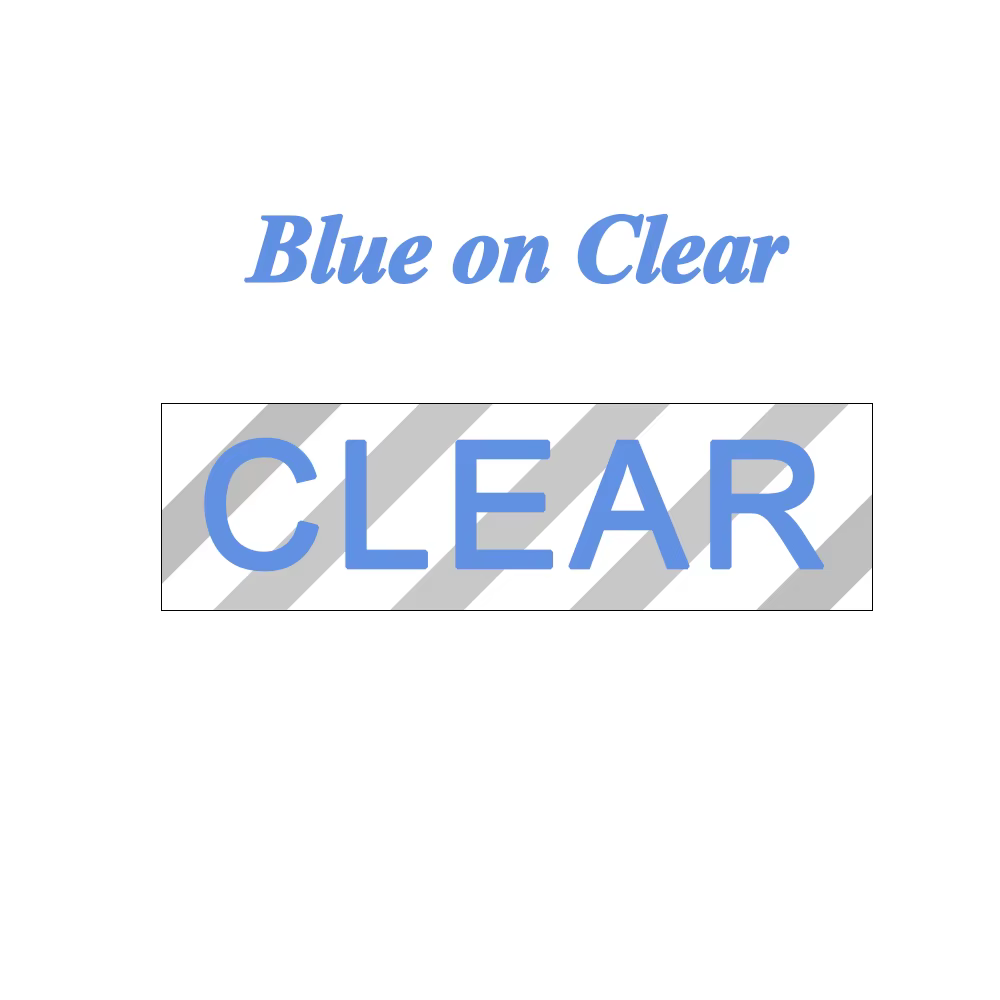 blue on clear