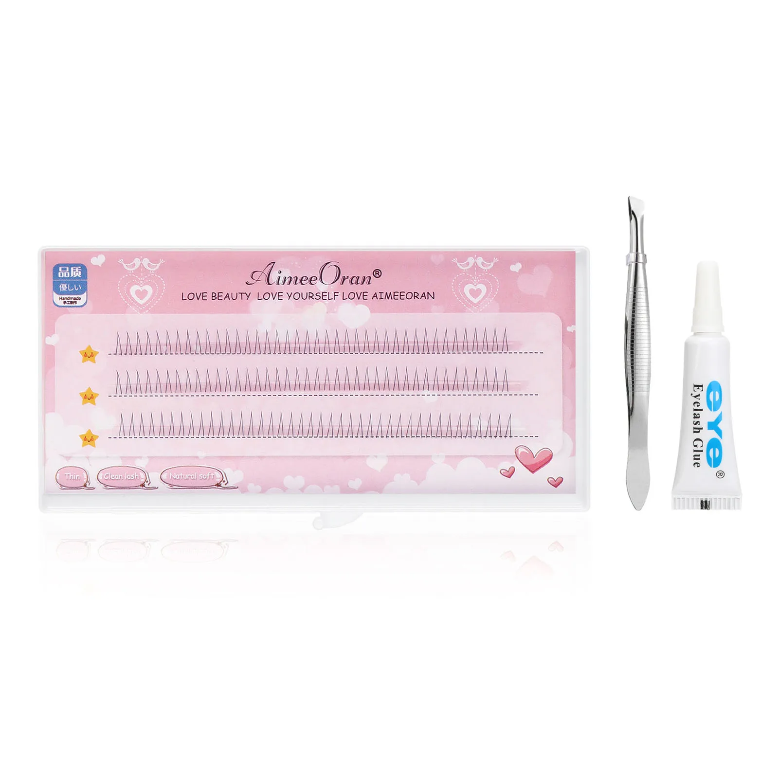 DIY Eyelash Extensions set Bottom Lash with glue tweezer kit Premium Volume Lower Eyelashes for Women Girls Cosmetic Supplies