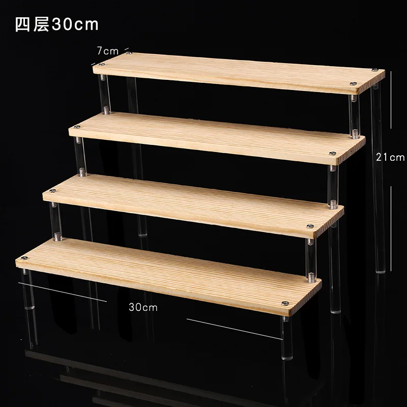 Clear Acrylic Soild Wood Display Stand for Amiibo Funko POP Figures，Cupcake Cosmetic Nail Polish Jewelry for Display Riser Shelf