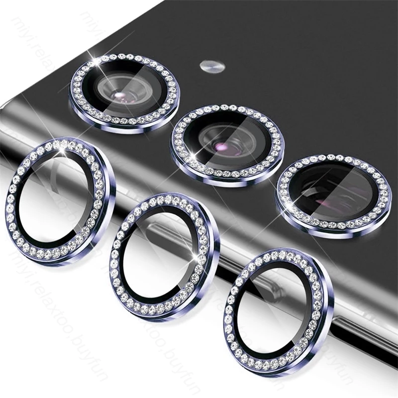 Bling 3D Diamond Metal Camera Ring Protector for Samsung Galaxy A55 A35 A25 A15 A05 5G Alloy Lens HD Tempered Glass Protect Cap