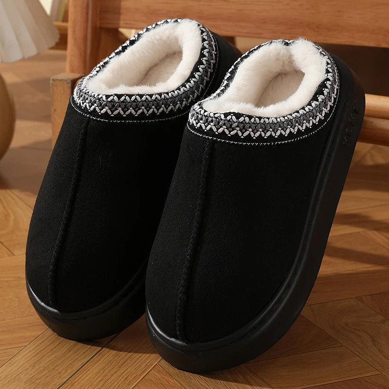 Fluffy Platform Home Cotton Slippers Women 2024 Winter Soft Thick Bottom Indoor Slippers Woman Non-Slip Flat Heels House Shoes