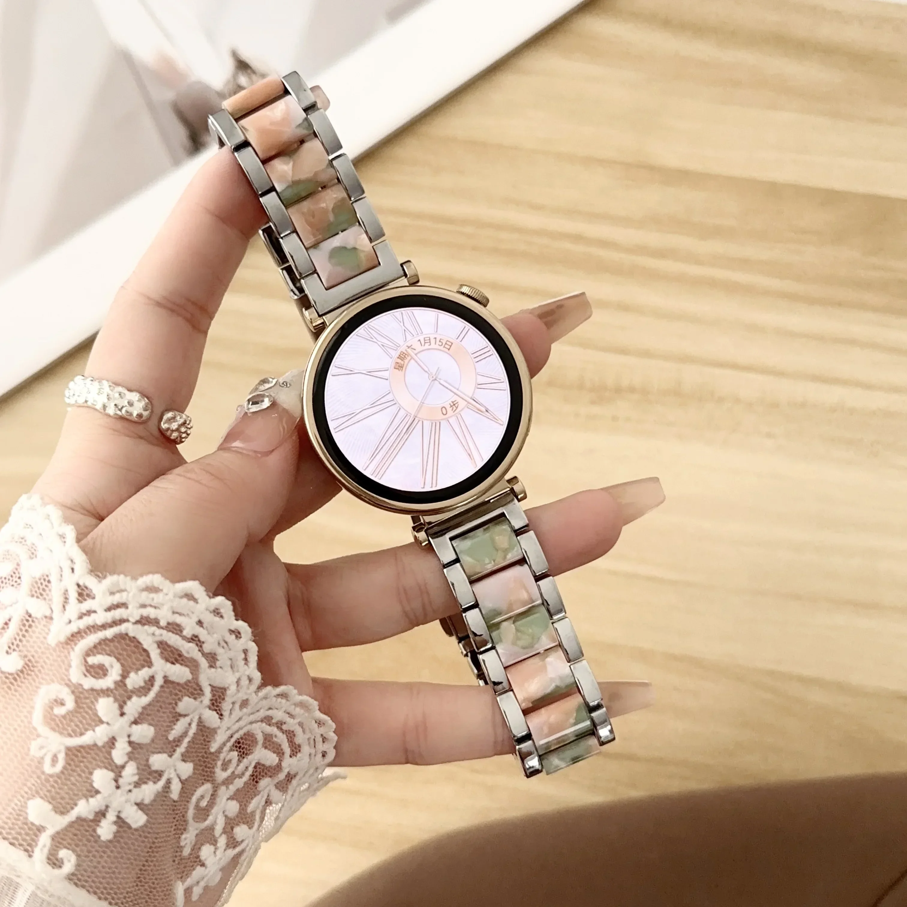 silver pinkgreen