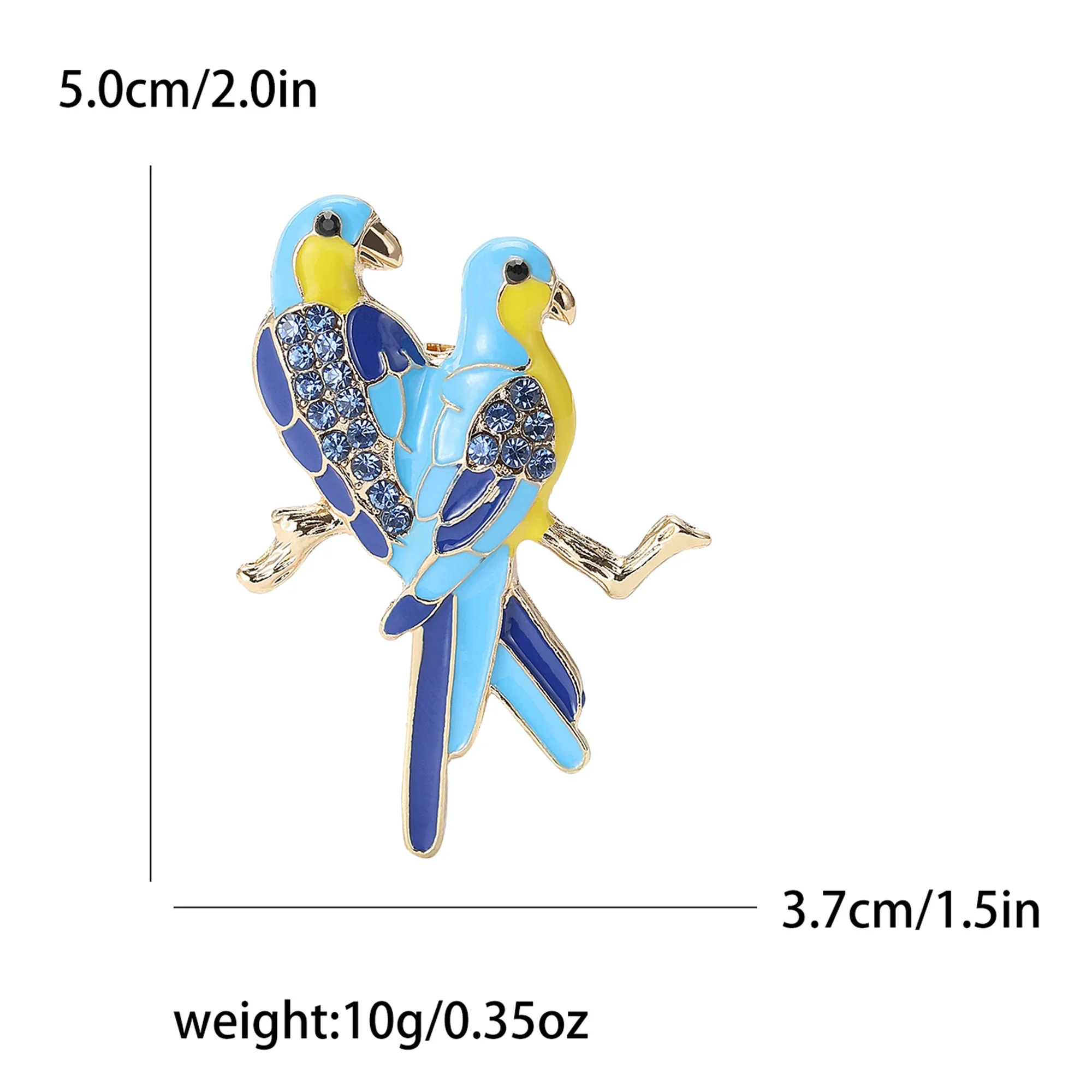Rhinestone Parrot Brooches for Women Unisex Enamel Animal Bird Category Pins Event Party Backpack Decoration Clothes Accessories