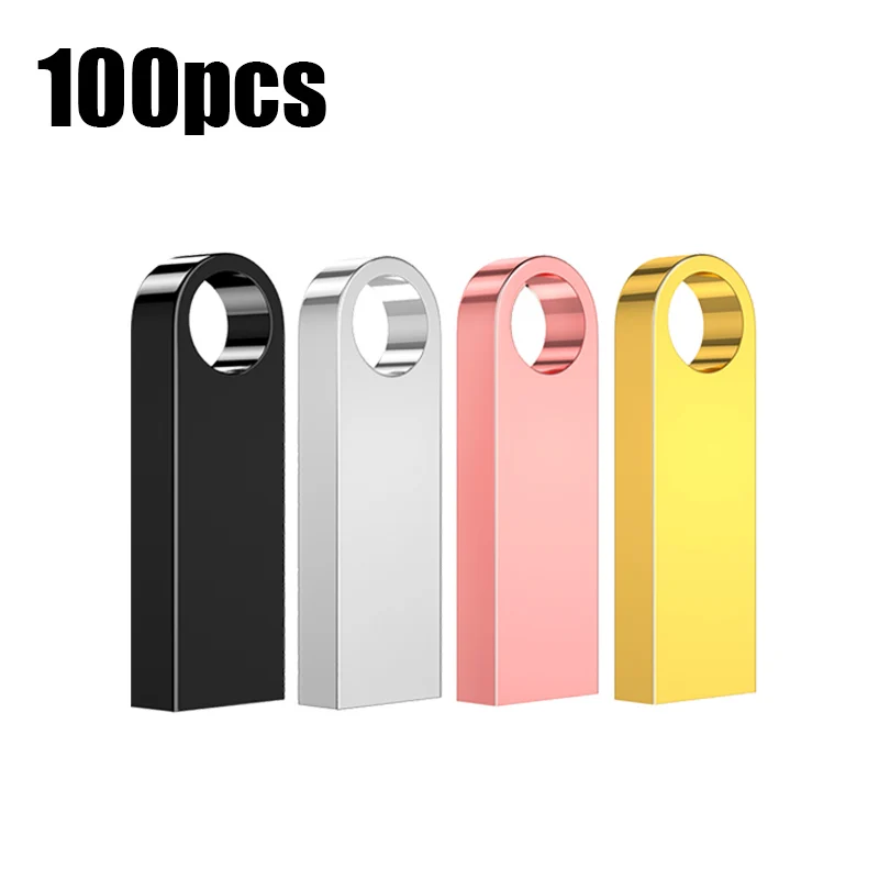100PCS Free Custom LOGO Flash Drives Metal 64GB Free logo Black 32GB Pen drive 16GB Memory stick U disk 8GB 4GB