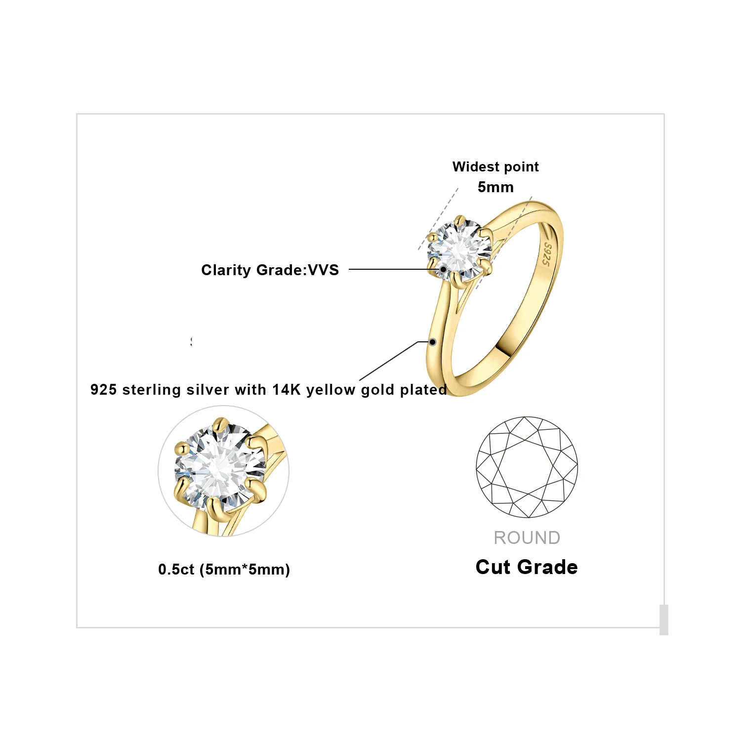 0.5ct Yellow Color