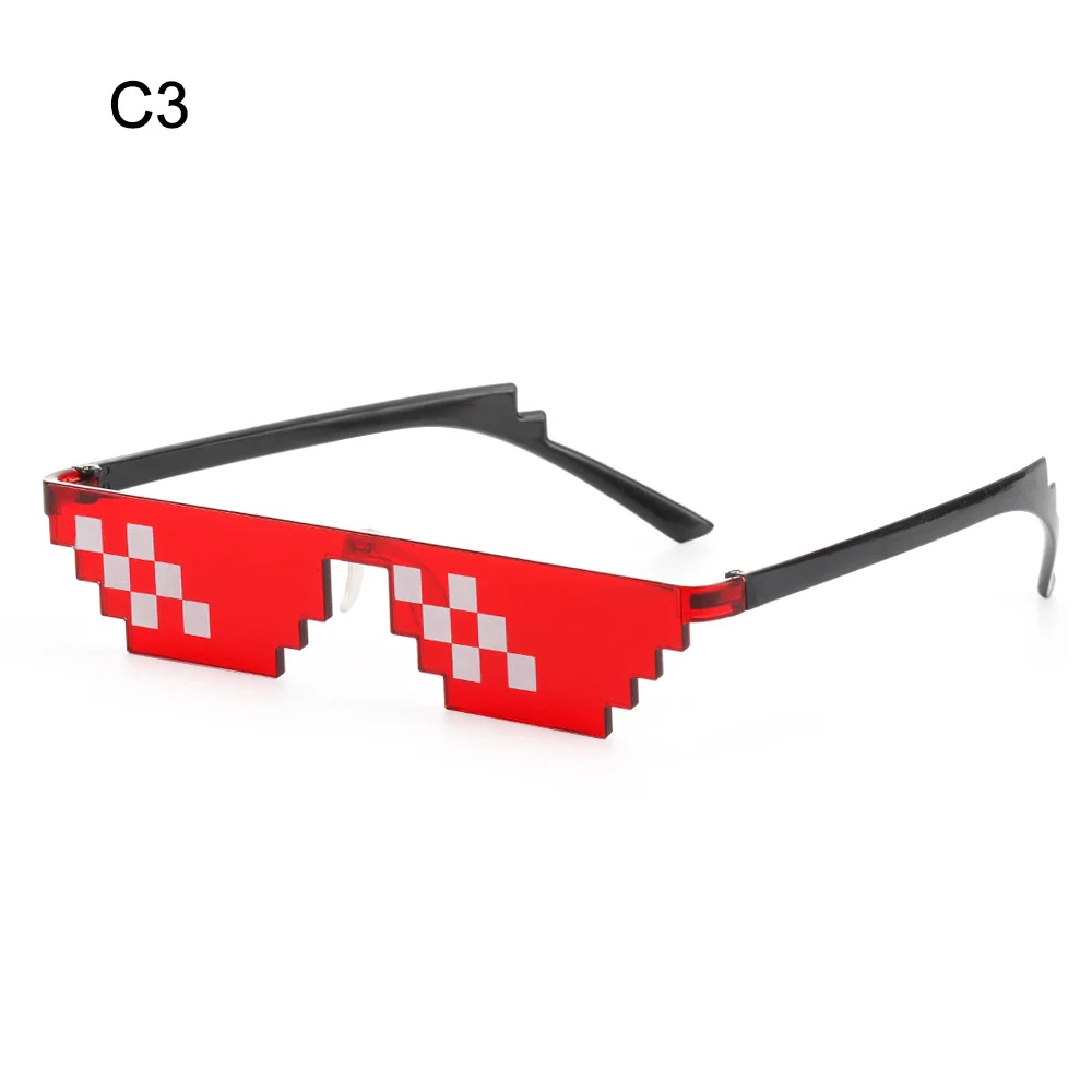 1Pc Funny Pixel Mosaic Sunglasses Fashion Mosaic Sun Glasses Men Women Birthday Party Cosplay Gamer Robot Glasses Photo Prop