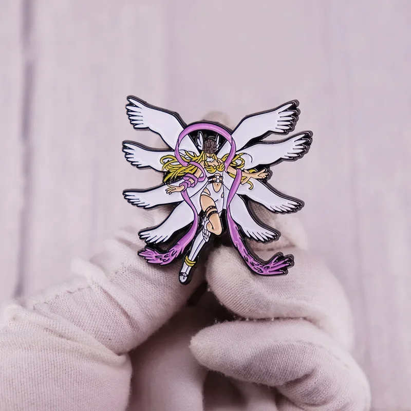 Digimon Adventure Anime Brooch Badge Ofanimon Angewomon Angemon Tailmon Backpack Chest Bag Decorative Accessories Toys Kids Gift