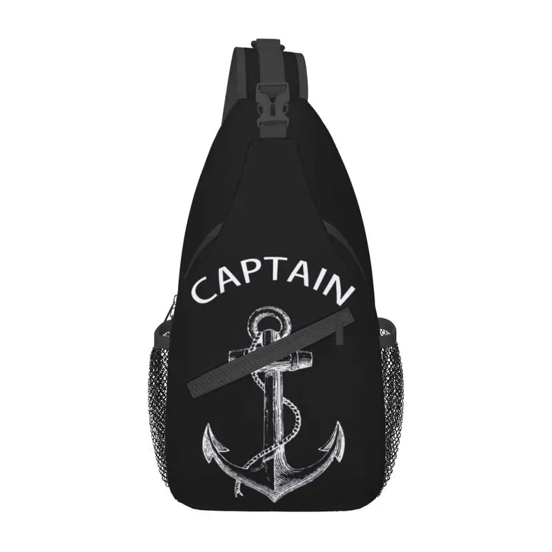 Custom Casual Captain Anchor Sling Bag for Travel Hiking Men Nautical Sailor Adventure Chest Crossbody Backpack Shoulder Daypack