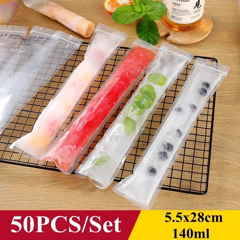 Summer Disposable Ice Popsicle Bags for DIY Ice Cream Pops Fruit Juice Smoothies Yogurt Mold Bag with Zipper Seal Packaging Bags