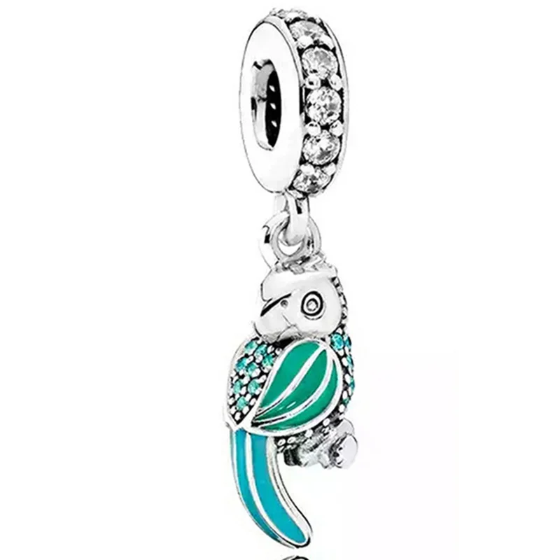 925 Silver Plated Green Series Diamonds Multiple Pendants Bracelet Keychain For Pandora Women DIY Jewelry Mother's Day Gifts