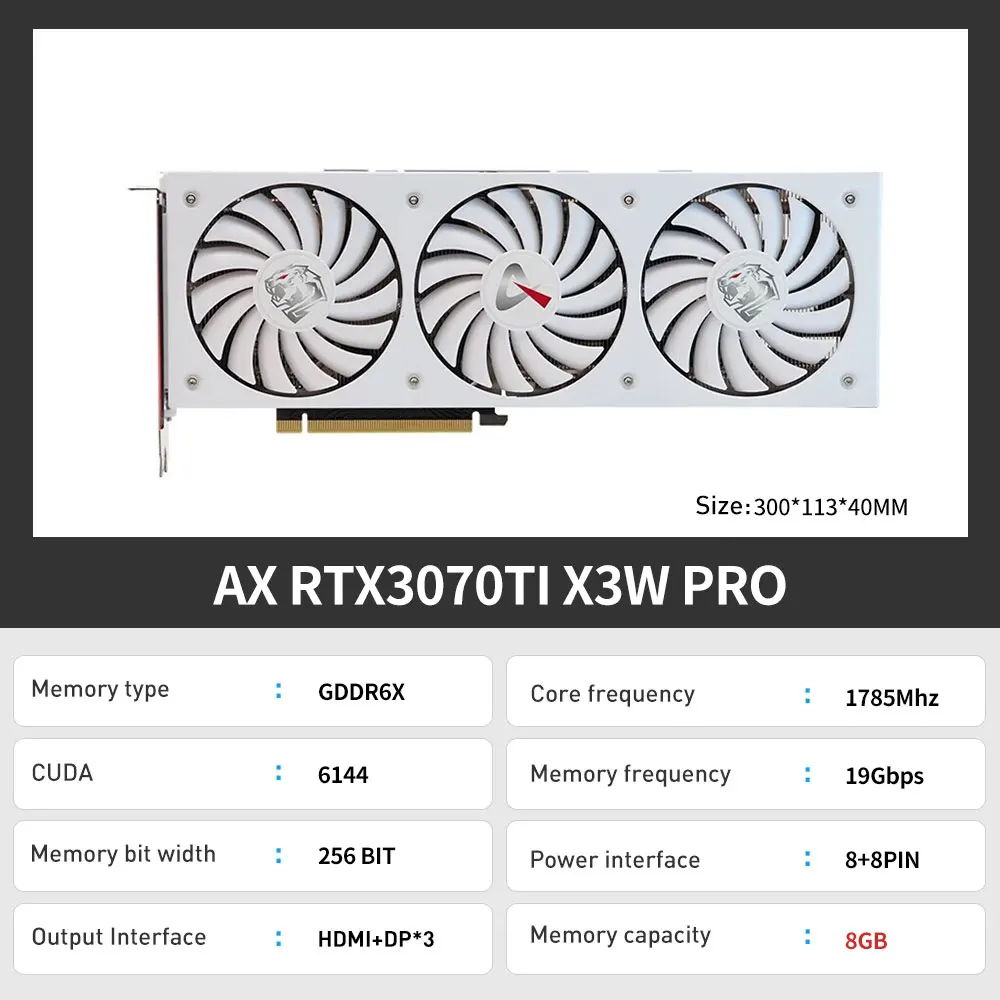 AX Gaming New RTX4070 SUPER X3W MAX 12GB RTX 4070TI Video Card GDDR6X NVIDIA 12GB 192Bit 16Pin placa de video Gaming placa video