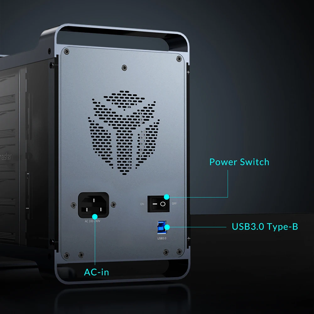 Yottamaster 5-Slot RAID External Hard Drive Enclosure 2.5" & 3.5" SATA HDD/SSD Enclosure with 80mm RGB Silent Fan Support 5*18TB