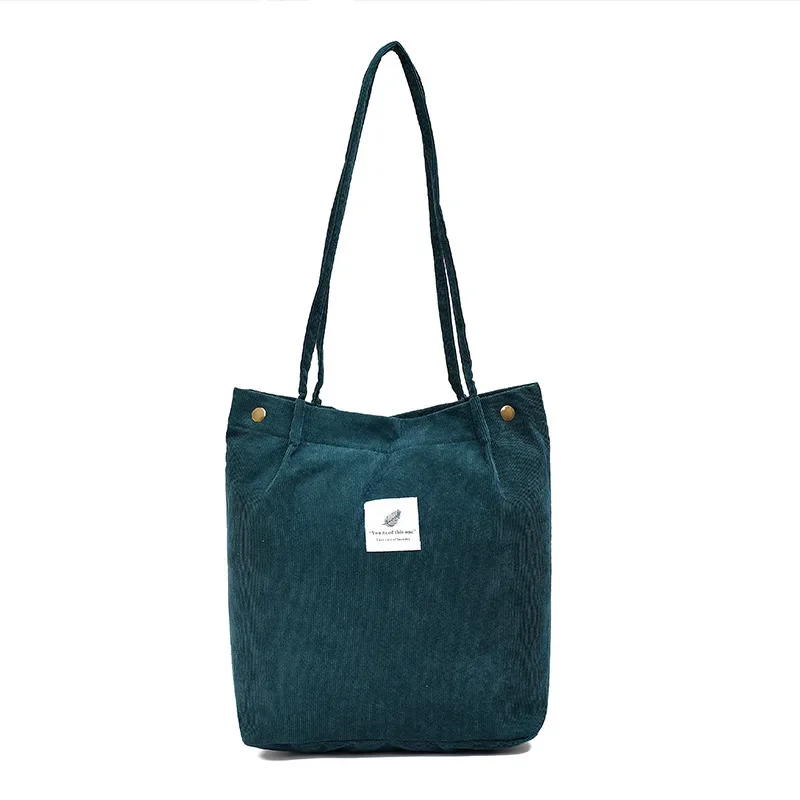Women Corduroy Shopping Bag Girl Canvas Cloth Shoulder Bag Environmental Storage Handbag Reusable Foldable Eco Grocery Totes