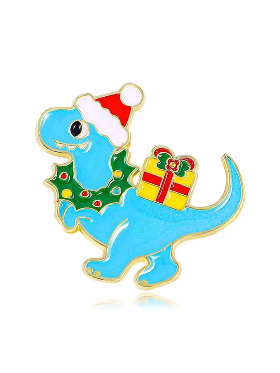 Cute Dinosaurs Enamel Pins Creative Christmas Series Animal Brooches Kids Backpack Decoration Jewelry Women Coat Lapel Pin Badge