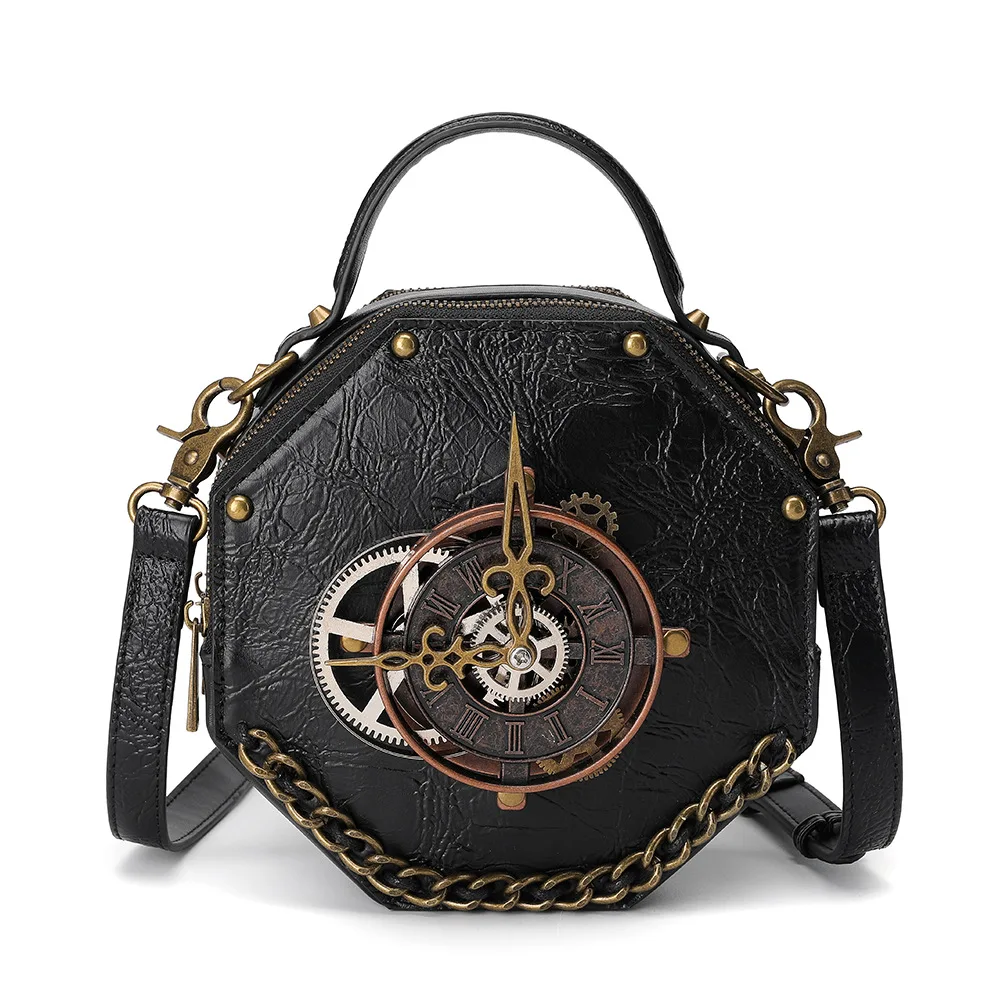Norbinus Steampunk Single Shoulder Bags Vintage Women Handbags Gothic Messenger Crossbody Bag Ladies Rivet Top-Handle Bags Pack