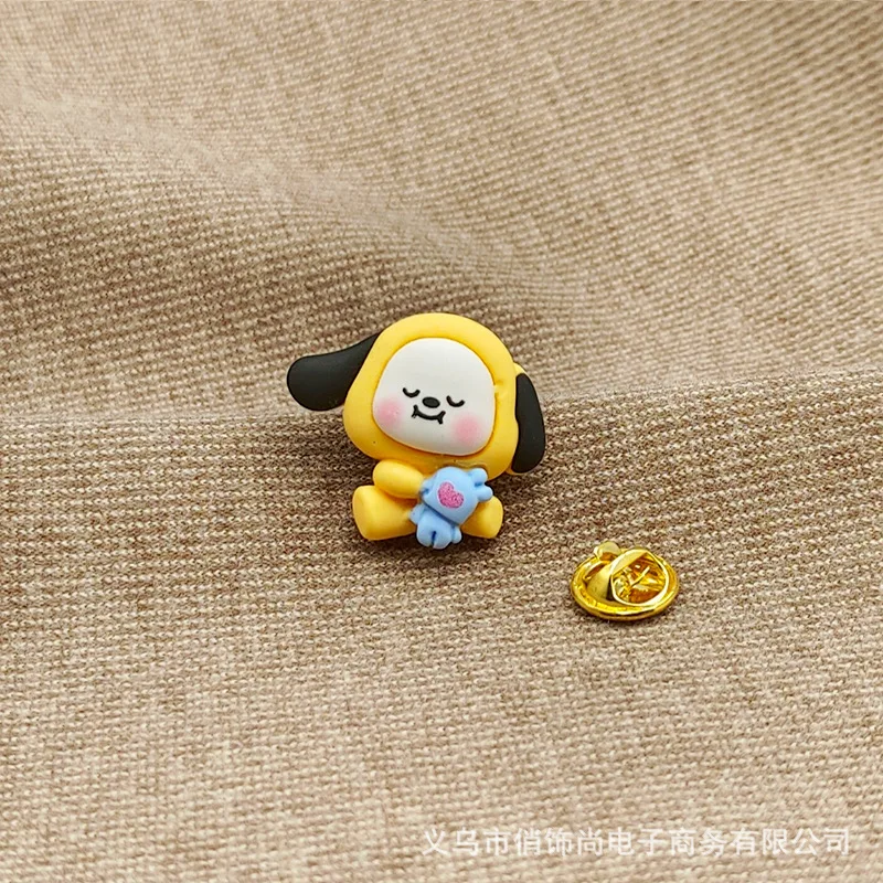 Cartoon Animation Cooky Mang Tata Rj Resin Brooch Accessories Kawaii Bt21 School Bag Pendant Hat Shoelace Pen Bag Trinkets
