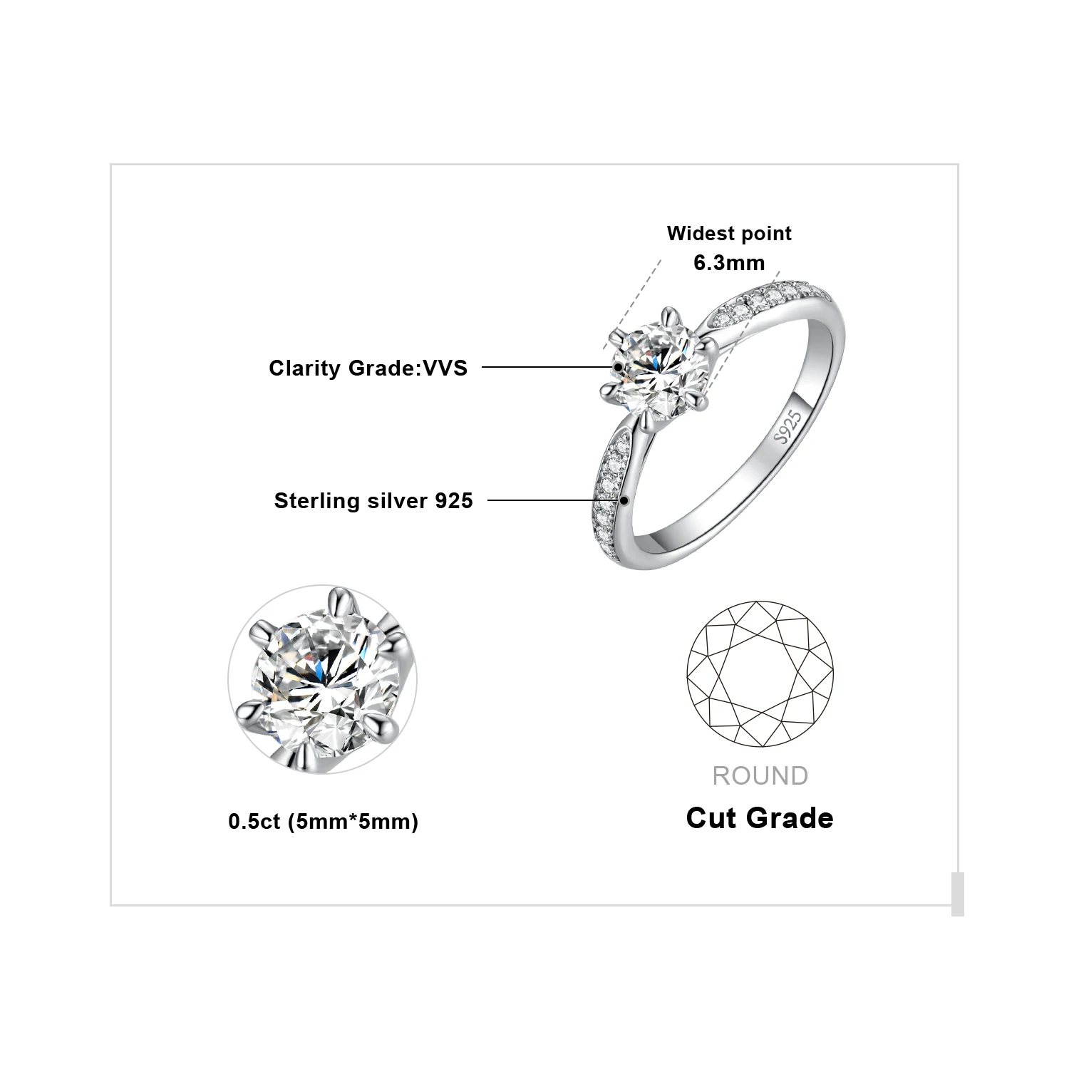0.5ct Silver Color