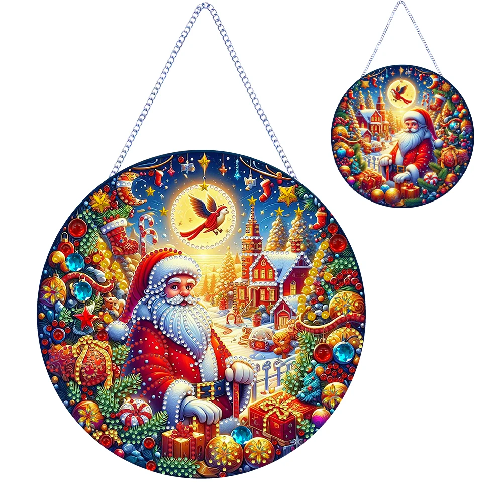 Christmas Special Shape Snowman 5D DIY Diamond Painting Dots Pendant Rhinestone Diamond Art Pendants for Garden Window Decor
