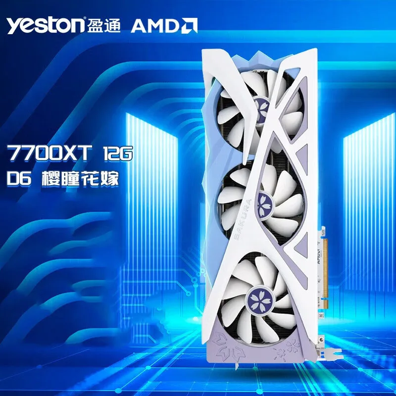 7700xt rx 7700xt  rx7700xt yeston graphics card 12GB 192bit GDDR6 Video Card 12GB Sakura placa de video gpu 12gb tarjeta gráfica