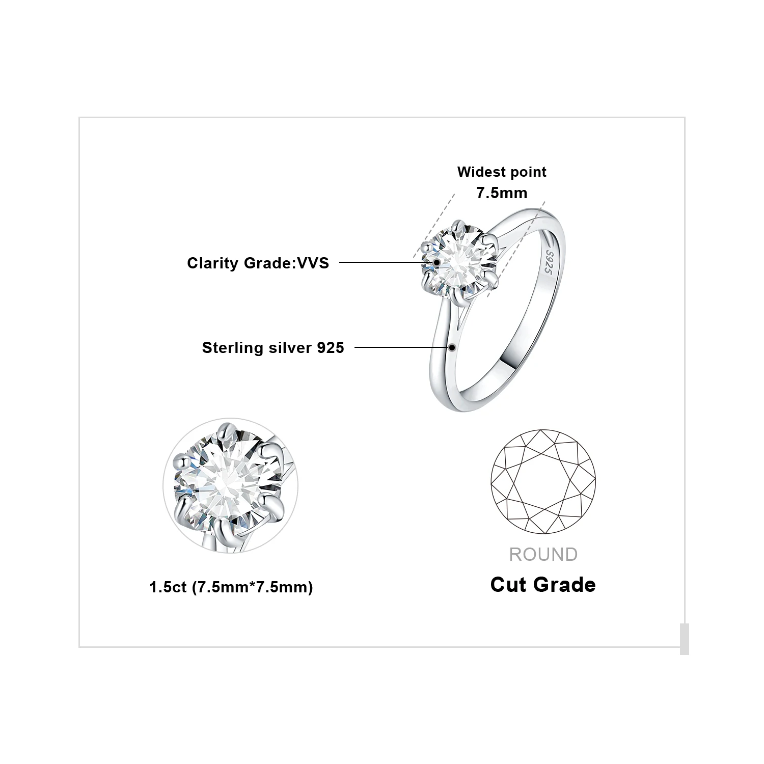 1.5ct Silver Color